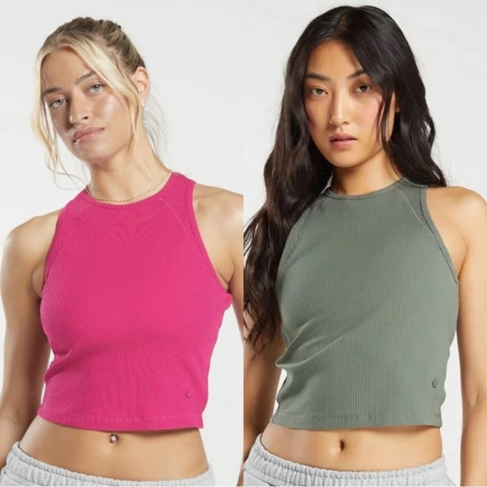 Gymshark Bundle of 2 Cropped Ribbed Workout Tank Tops